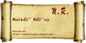 Matkó Róza névjegykártya